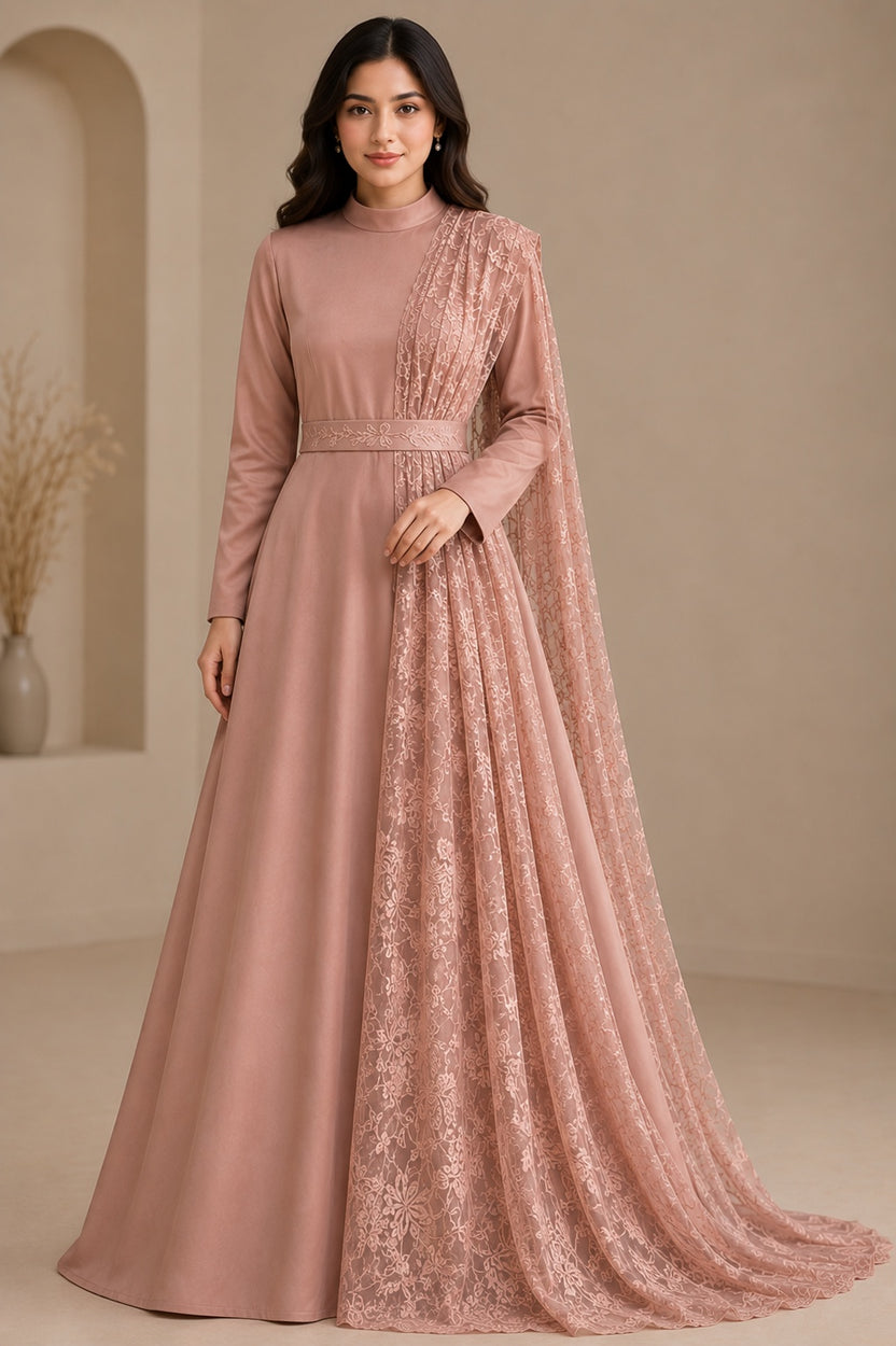 Peach Gown with Side Lace | Pre-order